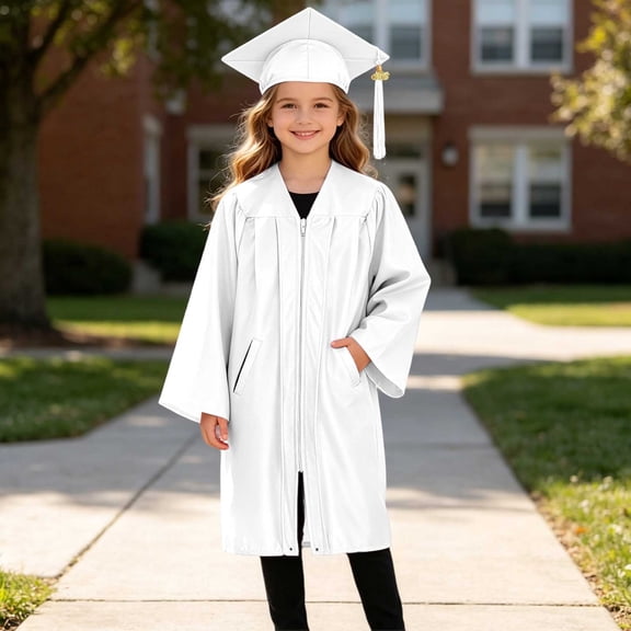 2PC 2026 Unisex Preschool and Kindergarten Graduation Gown Cap Set 2026 Kids Doctoral Robe with Pockets Preschool Kindergarten Elementary School Graduation Ceremony,Back to School Grad Gifts 2-12Y