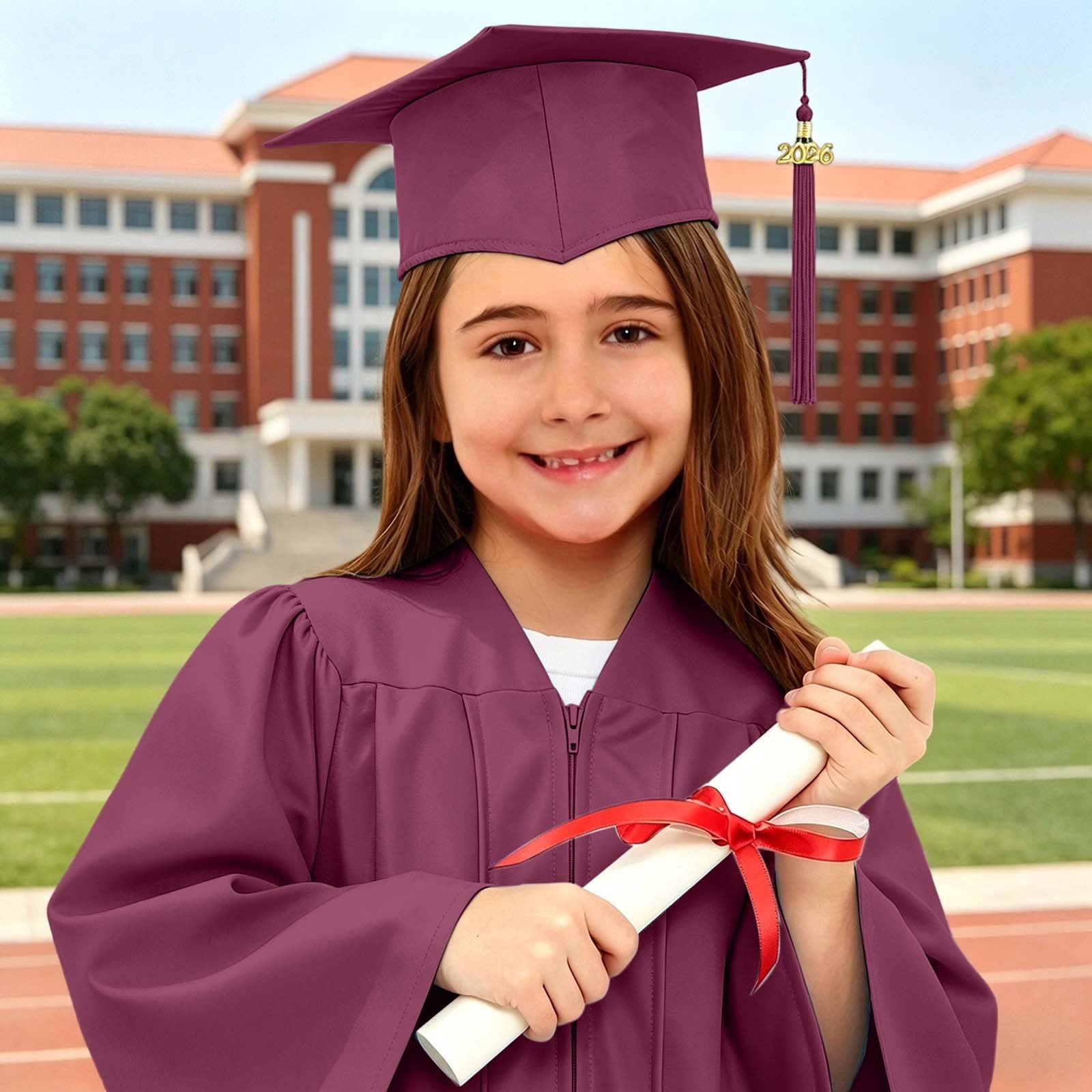 Commencement Robe 2PC Graduation Gown Cap Set 2026 Kids Doctoral Robe with Pockets Ages 2 ...