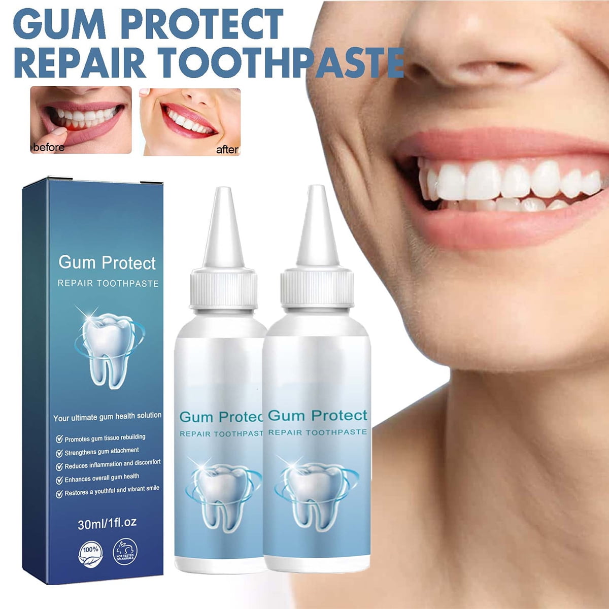 2PC Gum Protection Toothpaste,Gum Shield Therapy Gel, Neslemy Gum Gel, Dentizen Gum Gel,Gum