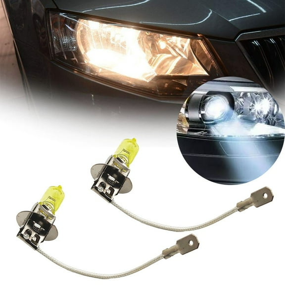 2PC H3 55W Car Halogen Headlight Bulbs Yellow Auto Fog Light Replacement Part