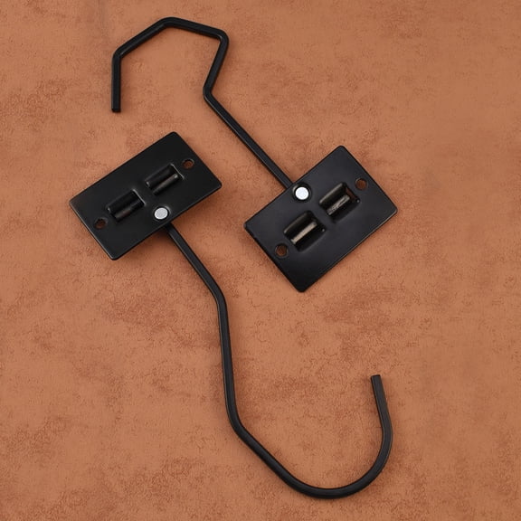 2PC Hanger Hook Under Cabinet with Base, Heavy Duty Under Cabinet Fruit Hanger, Foldable Space Saving Holder for Kitchen Counter, Space-Saving Banana Holder Black(B*2) 2Pcs