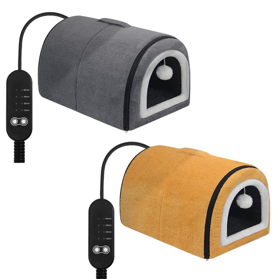2PC Heated Cat Bed, Heated Cat Bed for Indoor Cats and Small Dogs, for Small Dog Fluffy Thermal Pet Bed, Gray, Orange