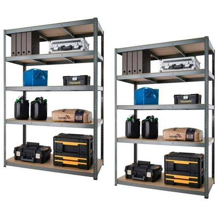 2PC Heavy Duty 180 H Shelf Garage Metal Storage 5 Level Adjustable Shelves Rack