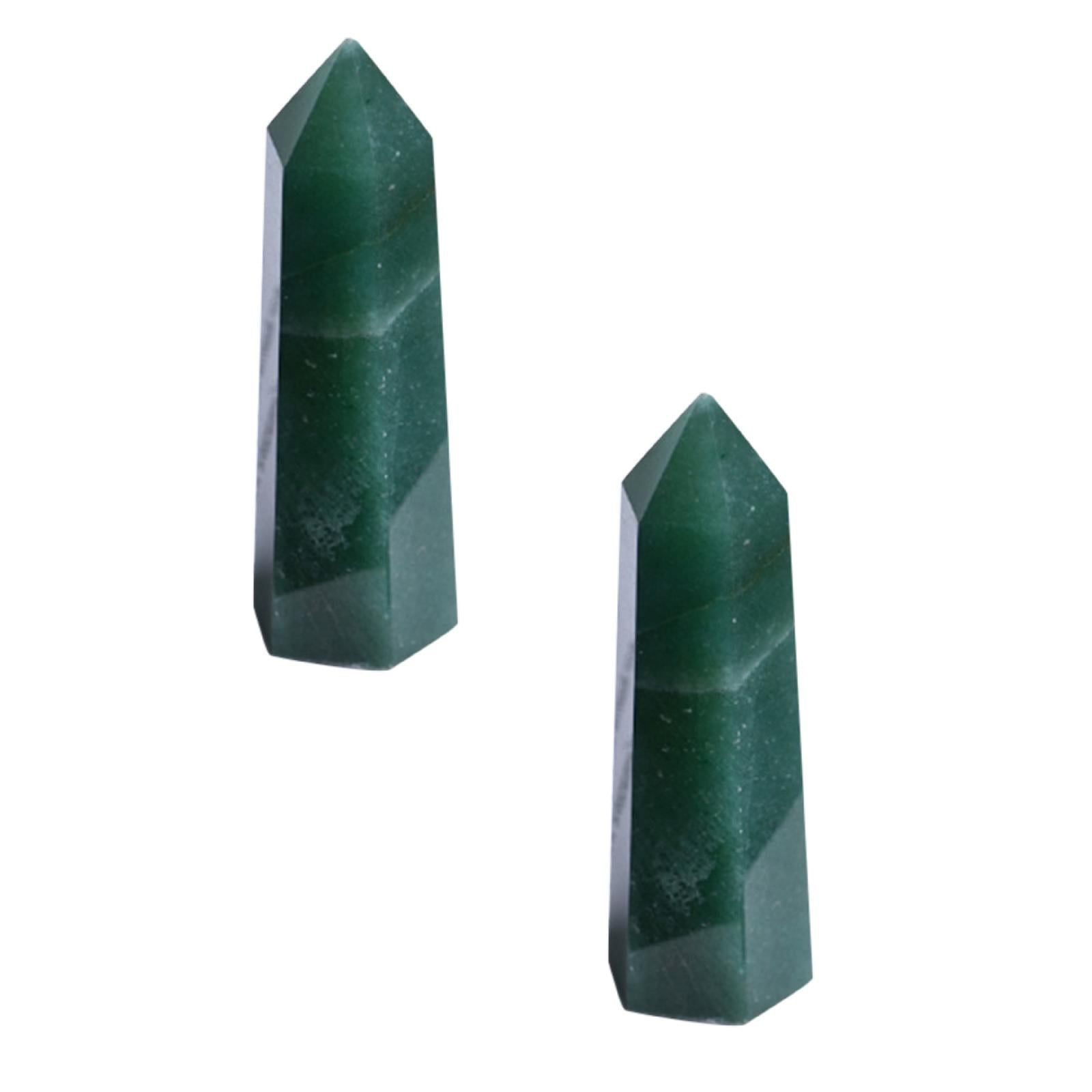2PC Hexagonal Point Bar Crystal Natural Quartz Fluorite Jade Crystal Home Decor Desk Decorations Mini Ornaments Desktop Ornament Glass Ornaments