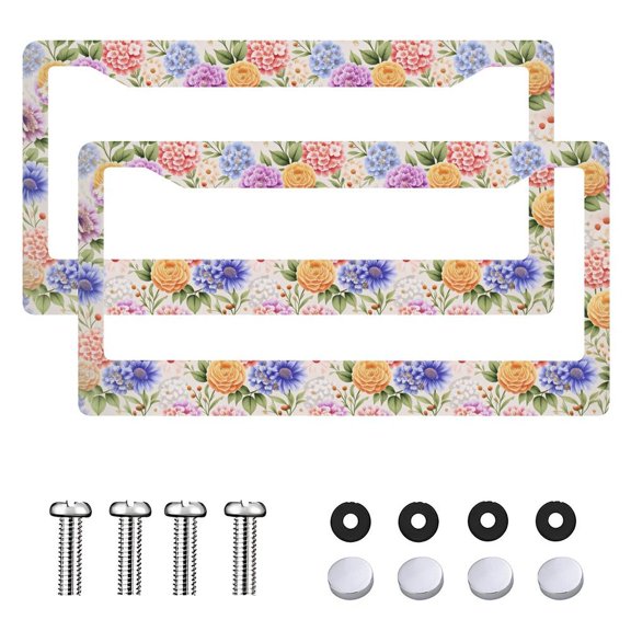 2PC Hydrangea License Plate Frame Cute, Boho Floral License Plate Frames for Women, Cottagecore Flower Car Plate, Aesthetic Car Decor, Car Gift Plate Frame Style 6.3x12.2inch(16x31cm)