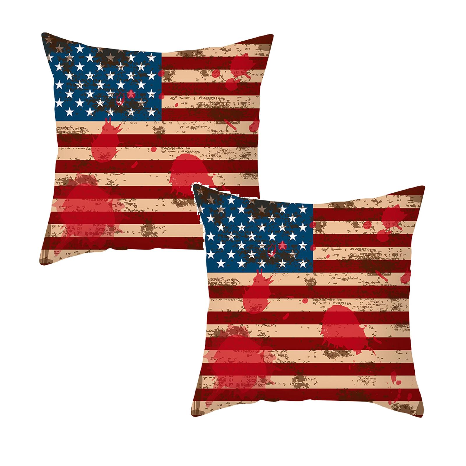 2PC Independence Day Peach Skin Pillowcase Cushion Print Pillowcase Hug