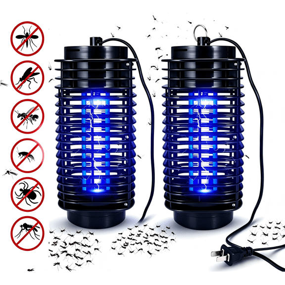 2PC Indoor & Outdoor Bug Zapper Light, Effective Mosquito & Fly Catcher, Electric Fly Traps for Home, Patio, Kitchen, Backyard, Garden & Camping Outdoor Insect Zapper