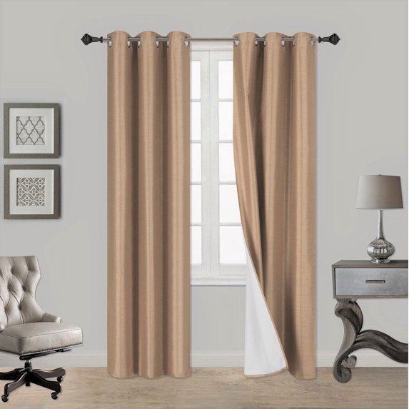 2PC Insulated Lined 100% Heavy Thick Blackout Grommet Window Curtain Panels