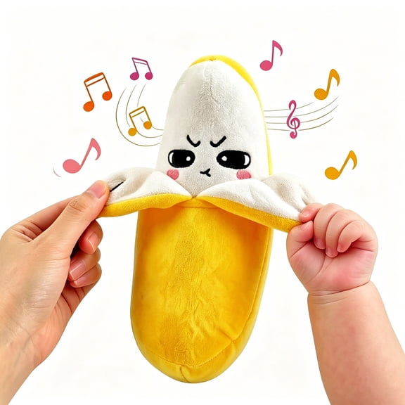 2PC Interactive Music Plush Toy Set for Kids Adults, 9" Fruit Sensing Metronome with Sounds for Multiplayer Interaction Game,Fun Musical Sensory Toy for Christmas Birthday Gifts(Banana+Carrot)