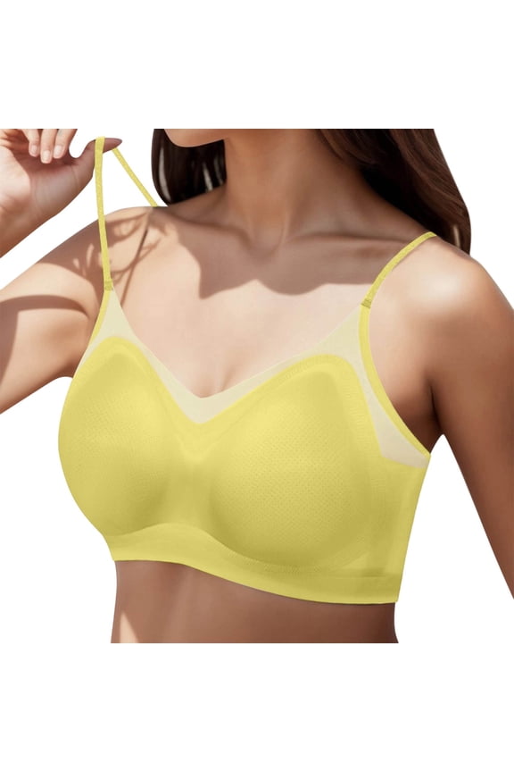 2PC Jelly Bras for Women Front Closure Floral Support Lette Soft Balconette Bra,Yellow,38