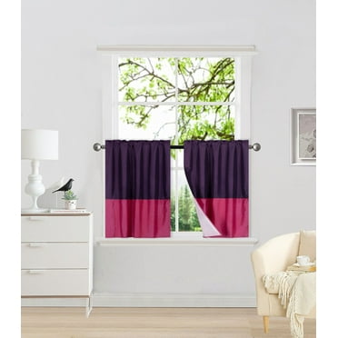 2PC KITCHEN RESTAURANT TIER BLACKOUT FAUX SILKY GROMMET WINDOW CURTAIN PANEL