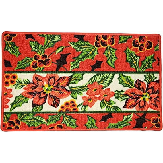 2PC KITCHEN RUG CHRISTHMAS LEAFS