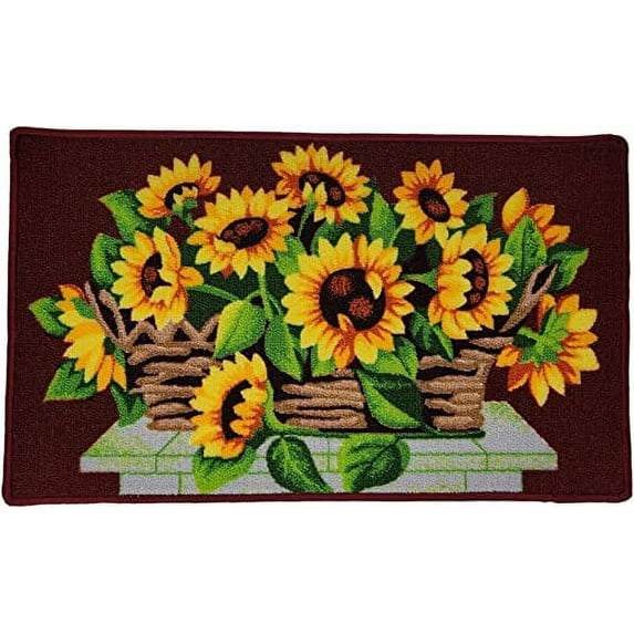 2PC KITCHEN RUG FLOWER BASKET