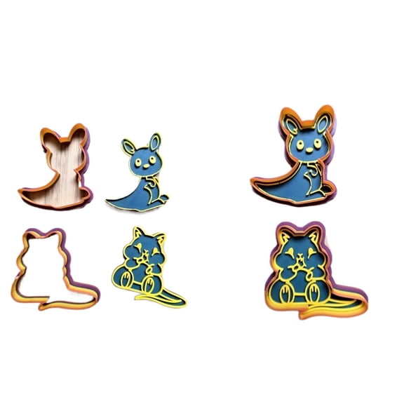 2PC Kangaroo Hamster Cookie Cutter Plasticine Mold 3D Printing