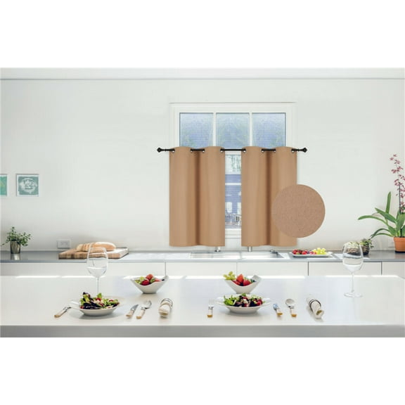 2PC Kitchen Grommet Thermal Blackout Window Tier Short Curtain Panel 30"x36" K30