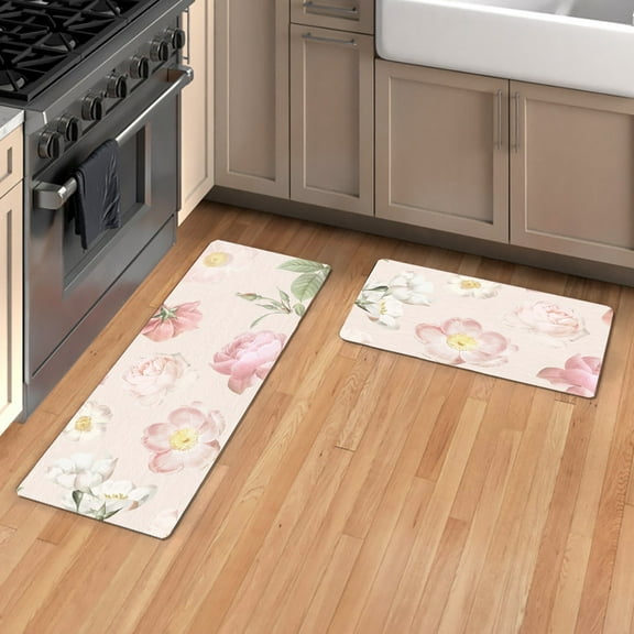2PC Kitchen Mat Cushioned Anti-Fatigue Kitchen Rug Waterproof Non-Slip Heavy Duty 17.7x30+17.7x47inch