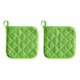 thumbnail image 1 of 2PC Kitchen Pot Holders Set Heat Resistant Pure Cotton Potholders Kit Trivets Large Coasters Hot Pads Pot Holders for Everyday Cooking and Baking by 7.1 x 7.1 Inch(Green), 1 of 3