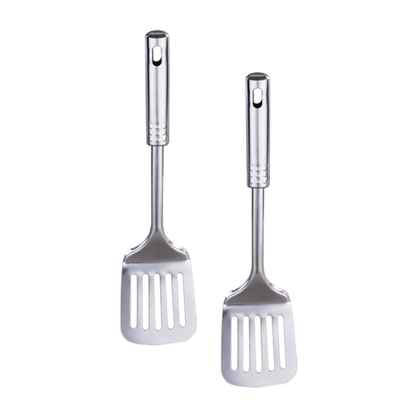 Kingfansion Slotted Turner Set of 2, Kitchen Cooking Steak Spatula, Meat Spatula for Cooking Grill Pan and High Temperature Fryer, 12.6"x3.14", Stainless Steel