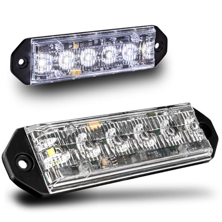 2PC LAMPHUS PlanarFlash PFLH06 Ultra Flat LED light head [SAE Class 1] [72 Paterns] [180° of Coverage] [Fits in Small Places] Warning Lights for Police & Emergency Vehicles - White / White