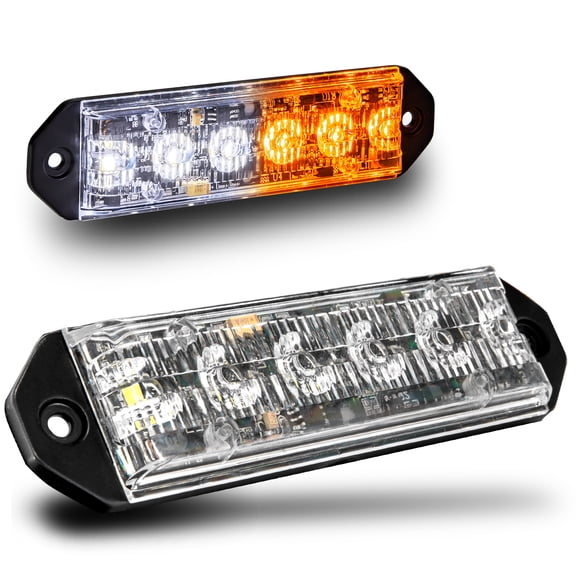 2PC LAMPHUS PlanarFlash PFLH06 Ultra Flat LED light head [SAE Class 1] [72 Paterns] [180° of Coverage] [Fits in Small Places] Warning Lights for Police & Emergency Vehicles - Amber / White