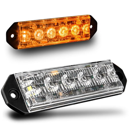 2PC LAMPHUS PlanarFlash PFLH06 Ultra Flat LED light head [SAE Class 1] [72 Paterns] [180° of Coverage] [Fits in Small Places] Warning Lights for Police & Emergency Vehicles - Amber / Amber