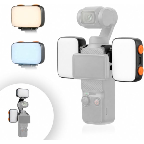 2PC Mini LED Fill Light for DJI Osmo Pocket 3/4 & Xtra Muse, Lightweight Rechargeable Video Light, 3 Color Modes, Adjustable Brightness, Up to 10H Runtime, No Block Gimbal, DJI Pocket 3/4 Accessories