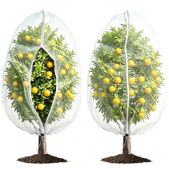 2PC Large Fruits Tree Netting, 10 x 13 FT Garden Insect Netting Plant Cover with Zipper and Drawstring Transparent Bird Plant Barrier Flower Fruits Mesh Screen for Preventing Deer Squirrel Bug