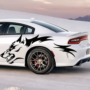 2PC Large Size Car Stickers Coyote Wolf Grunge Design Vinyl Decal Door Side Pickup Vehicle Truck Car Sticker Set Of Two