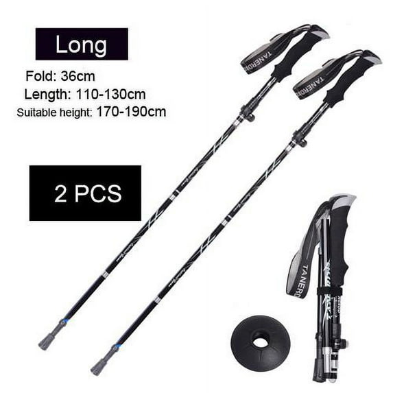 2PC/Lot 5-Section Outdoor Fold Trekking Poles Portable Hiking Walking Stick For Nordic Elderly Telescopic Club Easy Put Into Bag
