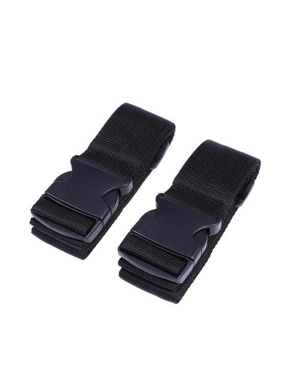 2-Pack Heavy Duty Luggage Straps with Quick Release Buckle, Utility Compression Straps for Outdoor Sports, Backpacking, Sleeping Bags, Gear Bundling - Black