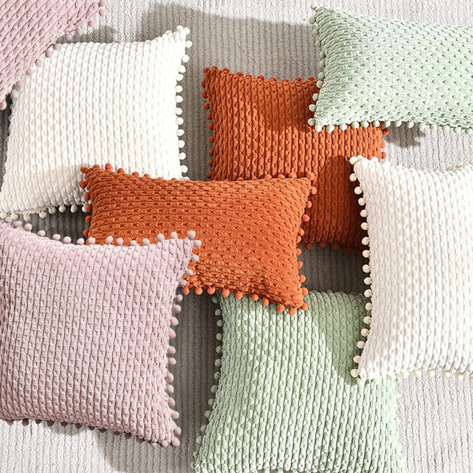 2PC Lumbar Decorative Throw Pillow Covers 18x18 Inch+12x20 Inch with