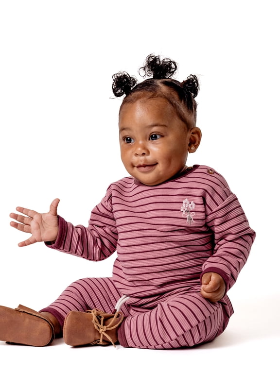 by Gerber Baby Girl Top and Harem Pant Outfit Set, 0/3 Months - 24 Months