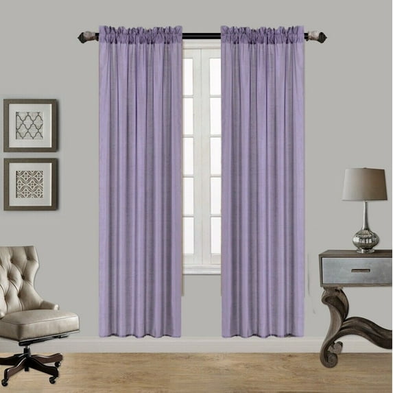 2PC MR2 LILAC SOLID SILK SEMI SHEER ROD POCKET WINDOW CURTAIN PANEL LIGHT FILTERING 55" W X 95" L EACH PC