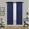 thumbnail image 1 of 2PC MR2 NAVY BLUE SOLID SILK SEMI SHEER ROD POCKET WINDOW CURTAIN PANEL LIGHT FILTERING 55" W X 84" L EACH PC, 1 of 1