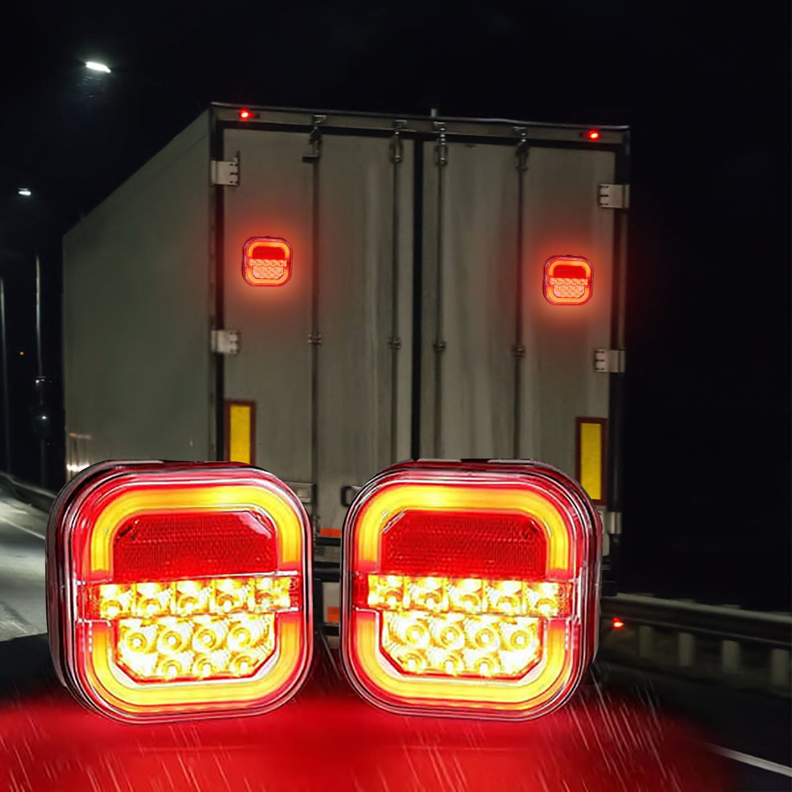 2PC Magnetic Wireless Tail Lights For Trailer, Rechargeable Wireless LED Trailer Lights Kit, Portable Magnetic Tail Lights for Towing Truck, Waterproof for Boat Utility RV Camper Jet Ski Caravan