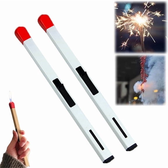 2PC Match Lighter Stick, Giant Match Stick Lighter, Novelty Long Match Shaped Multi Purpose Gas Refillable Butane Flame Lighter Tool Gift for Men Camping BBQ Fireplaces Candle