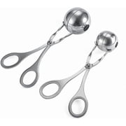 2PC Meat Baller, Stainless Steel Meatball Scoop Ball Maker, Cake Pop, Cookie Scoop, Ice Tongs, Fruits Ball Tongs for Kitchen Tools, Ball Size 1.38"&1.78"