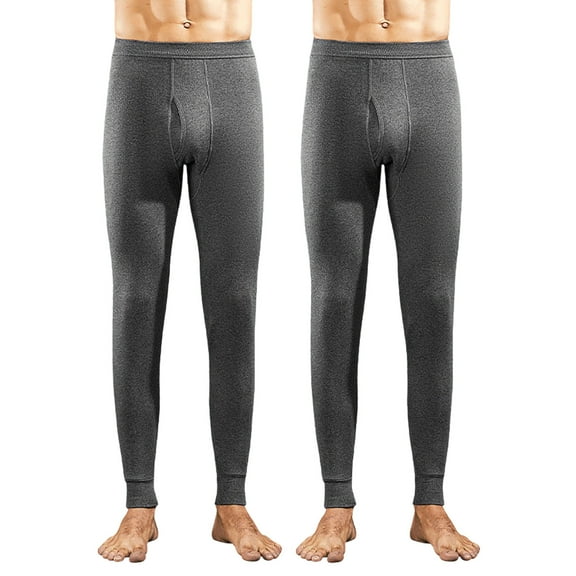 2PC Men's Thermal Underwear Leggings Brushed Warm Pants Winter Woolen Pants Long Johns Jeggings Base Layer Thermals Fleece Thicken Legging(Dark Gray,M)