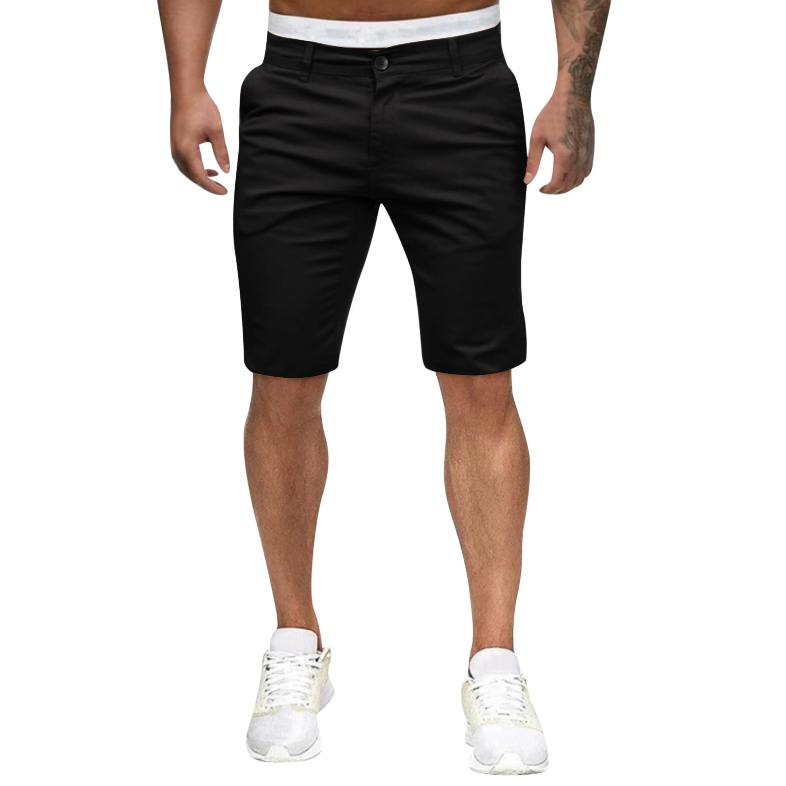 2PC Mens Shorts Athletic Mens Summer Fashion Casual Slim Solid Color ...