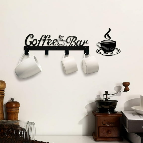 2PC Metal Coffee Mug Holder Wall Mounted, Metal Coffee Cup Rack, Coffee Bar Decor Wall Hanger Organizer Storage Display Cup Rack,room Decor，halloween Decor，home Decor Kitchen Decor
