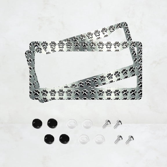 2PC Metallic Dog Paws License Plate Prame Aluminum Rust-Proof Auto Parts License Plate Decorative Screws Fit Standard 2 Holes 1 U.S. License Plate, 12.2x 6.3 Inch