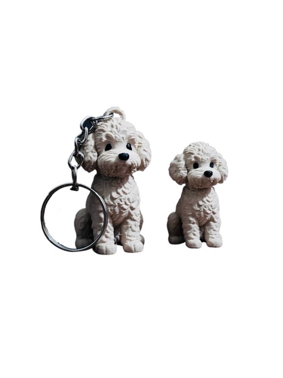 2PC Mini Poodle: Statue & Keychain 3D Printing
