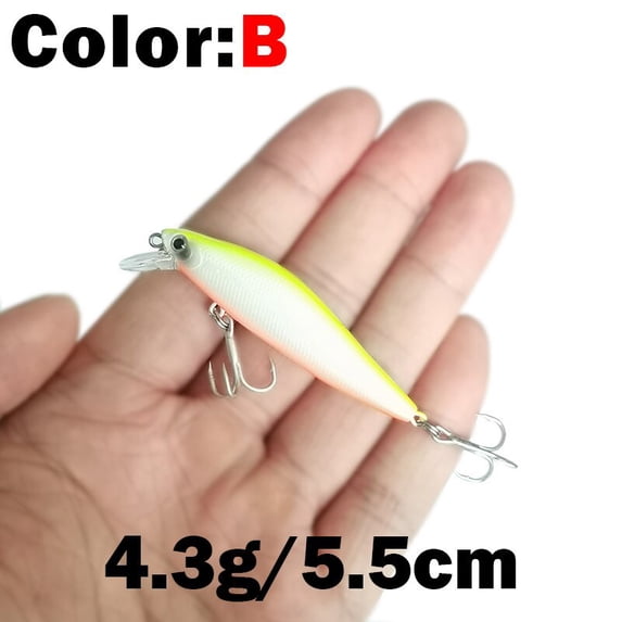 2PC Minnow 4.3g Artificial Fishing Lure In Plastic With 3D Eyes Magnetic