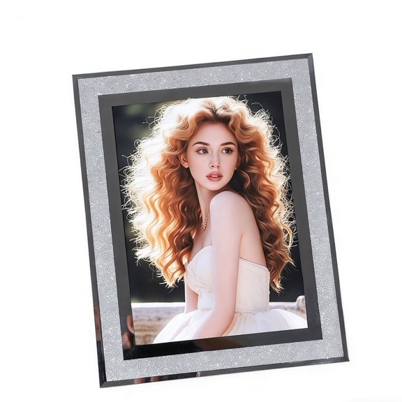 2PC Modern Simple Glass Photo Frame 8 Inch Silver Gold for Versatile Horizontal