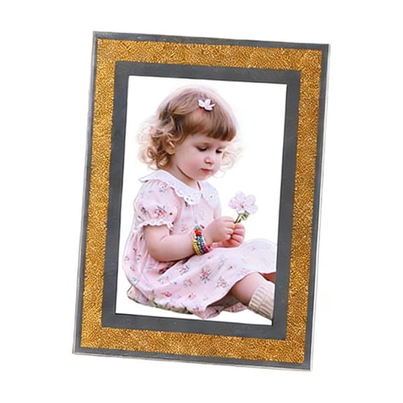 2PC Modern Simple Glass Photo Frame 8 Inch Silver Gold for Versatile Horizontal