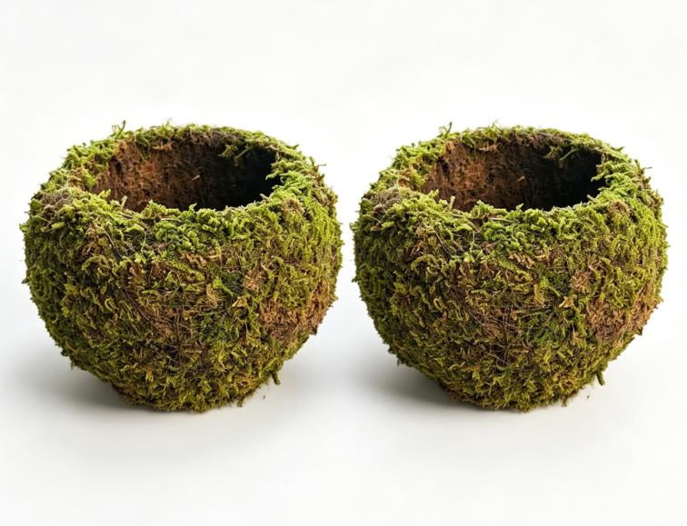2PC Moss Ball Style Planter, 5.91 Inch Breathable Self-Absorbent Bonsai Planter Pot, Indoor Outdoor Planter for Succulent Orchid Fern, DIY Gardening Container