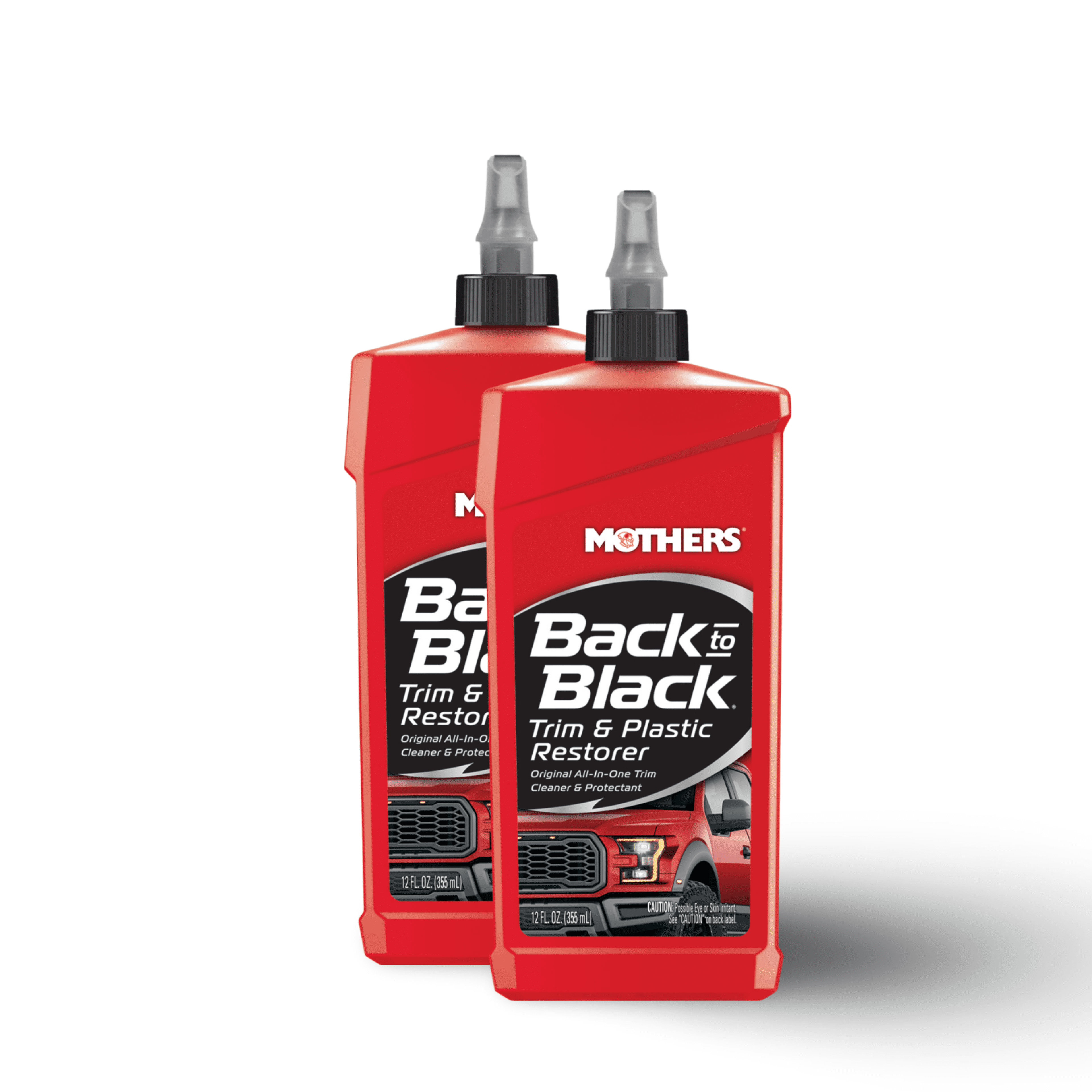2PC Mothers Back-To-Black Plastic and Trim Restorer Liquid 12 oz