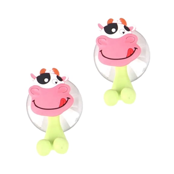 2PC Multifunctional Cute Cartoon Animal Toothbrush Holder Suction Cup Hooks Bathroom Set Accessories Brush Cup Storage Box Holder Minion Tool Eco-Friendly Household Items Storage Wa