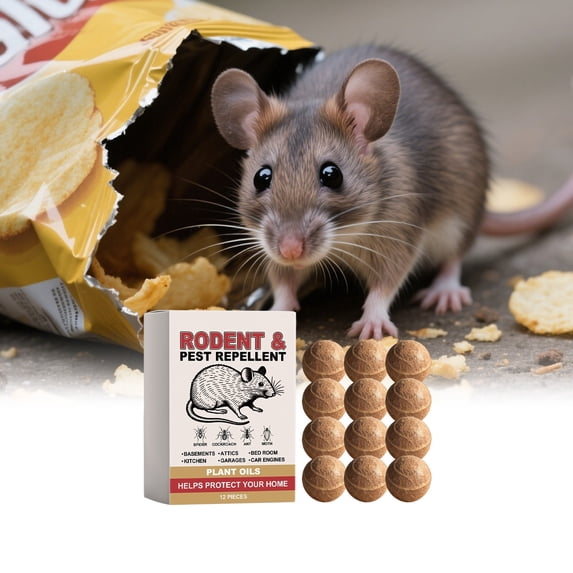 2PC Natural Peppermint Rodent Repellent Tablets, Plant-Based Mouse Rat Deterrent, Indoor & Outdoor Long Lasting Rodent Repeller for Attic, Garage, Yard Safe Non-Toxic Pest Control,12Per/Box