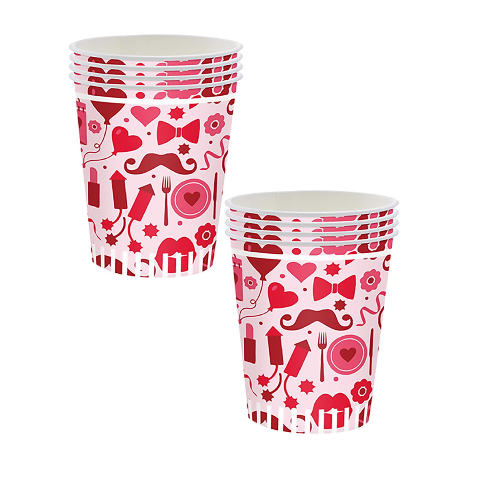 2PC New Valentine's Day Party Cutlery Disposable Napkin Tray Paper Cup